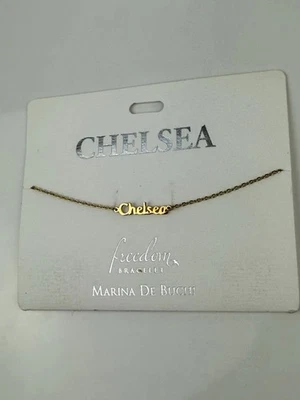 NUEVO Brazalete Lumiela Chelsea Nombre Personalizado Sin Níquel Tono Dorado 6-8” Foto 1 de 2