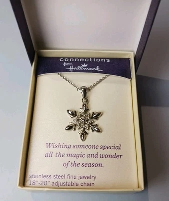 Hallmark from Connections Stainless Steel Snowflake Necklace 18" to 20" in Box - Image 1 of 4