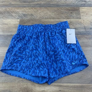 Nike One Girls Size Large Blue Printed Woven High-Waisted Lined Shorts - Picture 1 of 6