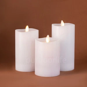 Luminara LED Flameless Moving Wick Battery Wax Pillar Candles Remote Timer 3pcs - Picture 1 of 7