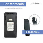 [2500Mah] Li-Ion Battery For Motorola Nntn4497 Cp180 Cp200xls + Extra Belt Clips