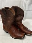 Ariat Brown Leather Square Toe Cowboy Boots Youth Size 2.5 Style 32710