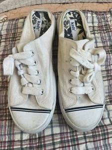KEDS SNEAKERS, white Canvas Slides, White Laces, Women's 7.5 - Picture 1 of 5