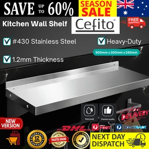 Stainless Steel Wall Shelf Kitchen Floating Shelves Heavy Duty Rack Storage AU - Picture 1 of 13