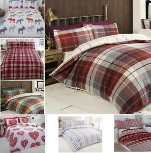 Flannelette Duvet Cover Set Quilt Cover Bedding Bed Set Fitted Sheet Pillowcases