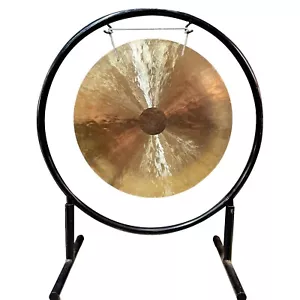 20 Zoll klassischer tibetischer flacher Gong mit Ständer n Hammer Chakra Klangheilung Nepal Bronze - Bild 1 von 5