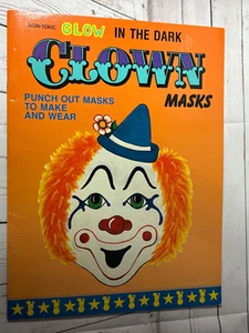 NEW - Vintage Glow in the Dark Punch Out Clown Masks Ottenheimer 1988 - Picture 1 of 4