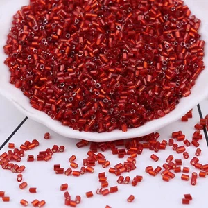 5000 Glass Tube Bugle Beads 2X2mm Red Silver-Lined + Storage Box - Picture 1 of 7