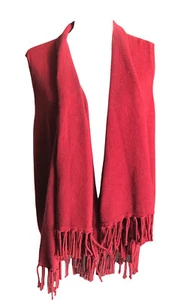 Shrug Tassel Knit Open Cardigan Women Curio NY Burgundy Red Sleeveless X-Large - Picture 1 of 11