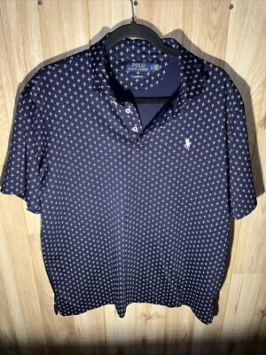 Polo Ralph Lauren Navy Fleur-de-lis  Golf Polo Shirt Size Large Preppy - Image 1 of 4