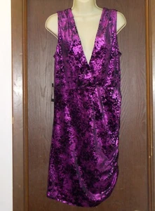 Marciano Dress Size Large Purple NWT Velvet Sleeveless V Neck Open Back RV $158 - Picture 1 of 6