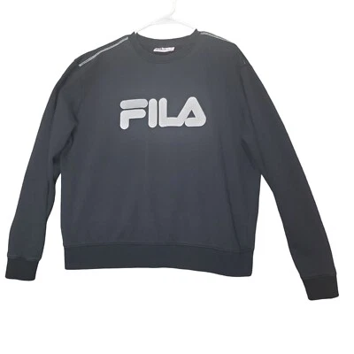 FILA Mujer Sudadera Pullover Talla XXLarge Negro Logo Mangas Largas Cuello Redondo Foto 1 de 4