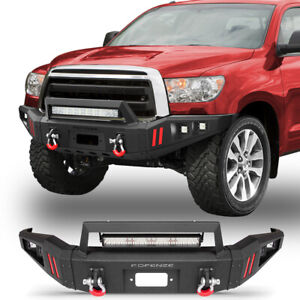 Steel Full Width Front Bumper For Toyota Tundra/Sequoia 2007-2013 w/ LED Lights 