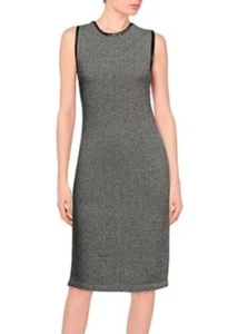 RALPH LAUREN Women's 100% Cashmere Leather Trim Herringbone Print Dress! Size L - Picture 1 of 7