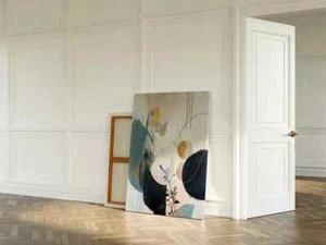 Impresión en lienzo abstracta sin marco arte de pared australiano arte japonés oro blanco negro - Imagen 1 de 4