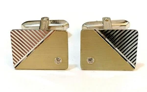 BELLISSIMI GEMELLI IN ARGENTO 835 PLACCATO ORO CON PIETRA PREZIOSA ZIRCONI - Foto 1 di 4