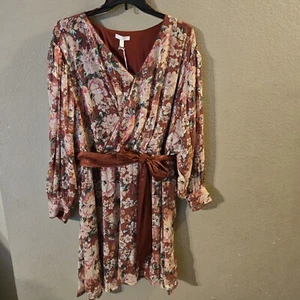 LC Lauren Conrad New Womens Multicolored Floral Long Sleeve Fit & Flare Dress 4X - Picture 1 of 13