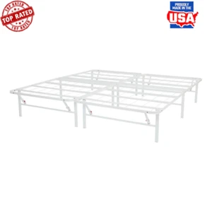 Foldable High Profile Steel Bed Frame W/ Storage Easy Assembly No Box Spring New - Picture 1 of 11