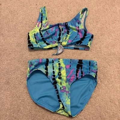 Girls Justice tie dye Reversible bottom Size 8 2-Piece Bikini - Image 1 of 4