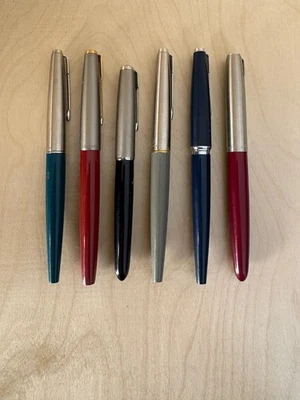 Винтажный Parker перьевая ручка лот (6) - из нержавеющей стали крышки, цвета, золото новый в коробке - Изображение 1 из 4