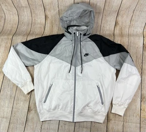 Herren Nike Windrunner Full Zip Jacke Größe Medium weiß schwarz silber CN8770 - Bild 1 von 11