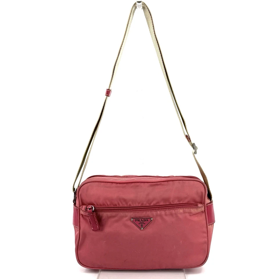 PRADA Tessuto Logo Nylon Shoulder Bag Pink Authentic 0151 - Image 1 of 4