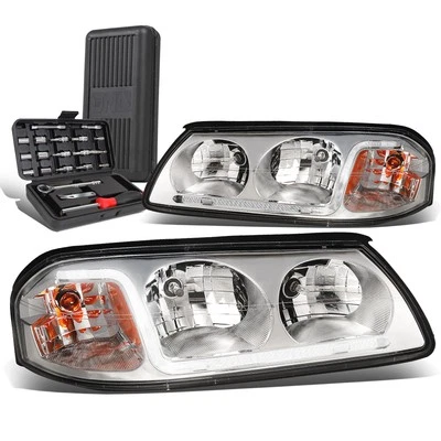 Faros de señal cromados ámbar tubo LED DRL para Chevy Impala 2000-2005 + caja de herramientas Foto 1 de 4