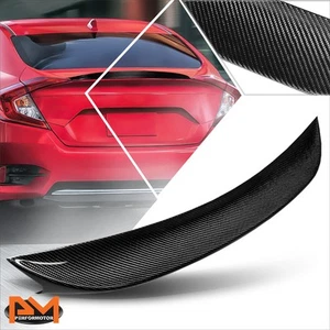 Para 16-21 Honda Civic sedán fibra de carbono real tipo P tapa trasera alerón ala - Imagen 1 de 7