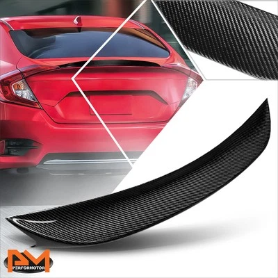 Alerón tapa maletero trasero tipo P fibra carbono real sedán Honda Civic 16-21 Foto 1 de 4
