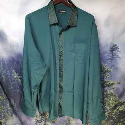 Barry Wang Mens Size XXXL 3XL Silk Blend Button Up Club Dress Shirt - Image 1 of 4