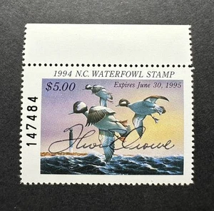 WTDstamps - 1994 NORTH CAROLINA - State Duck Stamp - MNH **ARTIST SIGNED** - Picture 1 of 2