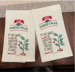 Charlie Brown Tree Themed Kitchen Towel Dish Towel Cotton Flour Sack Size 28x28 - Picture 1 of 1