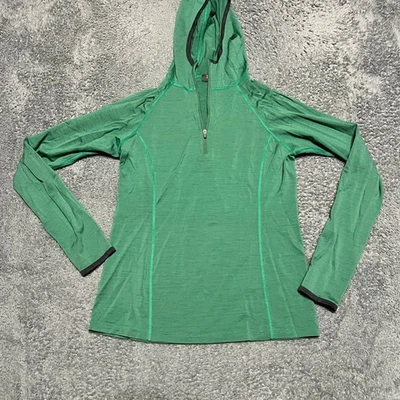 IBEX Shirt Womens Small Green Long Sleeve Merino Wool Hoodie Quarter Zip Base - Image 1 of 4