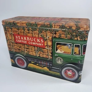 Starbucks Coffee Company Truck Tin Storage Box Made in England Silver Crane Co - Picture 1 of 16
