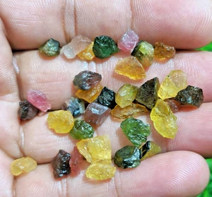 Unique 37 Piece Lot Multi Tourmaline Raw Size 7-9 MM Loose Gemstone For Jewelry - Picture 1 of 7