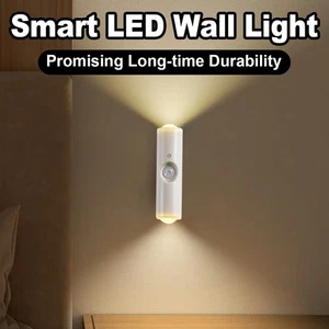 USB Rechargeable Motion Sensor LED Night Light With Mounted Wall Lights Wireless - Picture 1 of 13