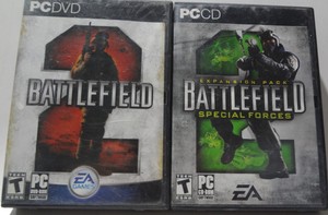 Battlefield 2 DVD & Expansion Pack Special Forces CD in boxes with Manuals GUC 