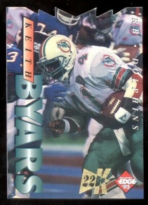 1995 Collectors Edge KEITH BYARS Miami Dolphins 22K Gold Die Cut Card 001/500 - Image 1 of 2