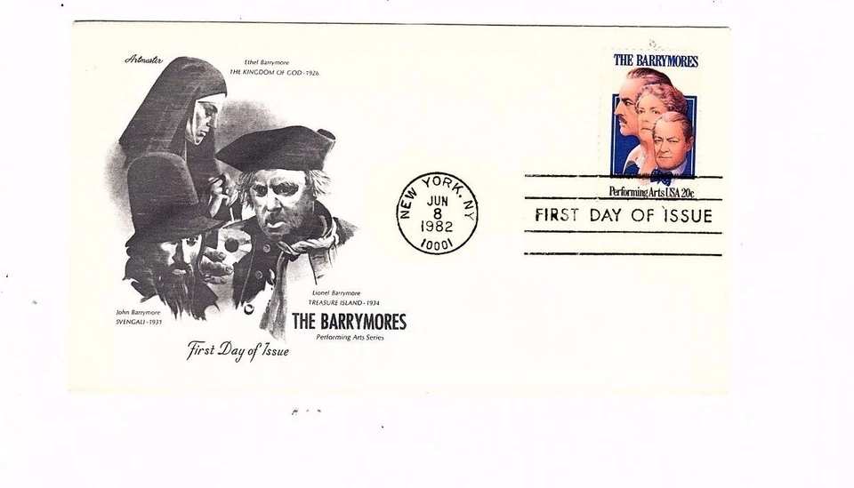 US stamp 2012 The Barrymores  FDC. Artmaster Cachet. 46 in auction cv $57.50 g13 - Image 1 of 1
