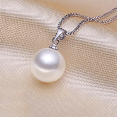 Tahitian SHELL Pearl 8/10/12/14/16mm pendant 925 Silver 18" Necklace gift PE33 - Image 1 of 4
