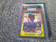 1975 TOPPS TOM SEAVER SIGNED BASEBALL CARD NEW YORK METS #370 BECKETT COA