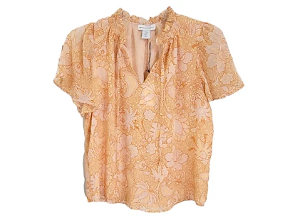 Blusa Floral Naranja Cupcakes y Cachemira para Mujer Cuello con Volantes Talla M Nueva con Etiquetas Foto 1 de 4