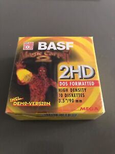 10 DISQUETTES BASF 2HD Haute densité Dos Formated , 3.5.’’/90mm , Magic Carpet 2