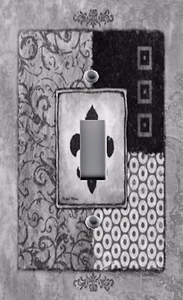 Light Switch Plate & Outlet Covers FLEUR DE LIS BLACK GRAY ~ - Picture 1 of 26