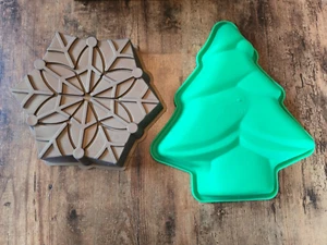 2er Set Silikon Backform Tannenbaum Schneeflocke Weihnachten Weihnachtsbaum - Bild 1 von 7