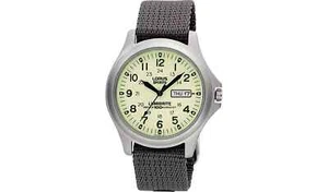 Lorus Herren Lumibrite grau Stoff Web Armband Uhr stilvoll grau Finishing Touch - Bild 1 von 5