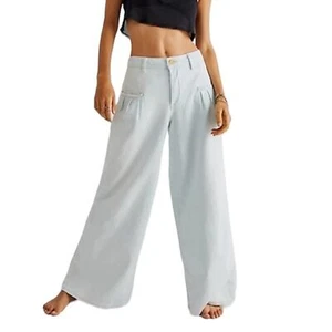 Free People Charlie Wide Leg High Rise Light Blue Wash Jeans - Picture 1 of 10
