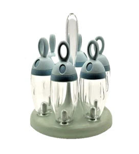 Vintage Guzzini Italien modernes sechsteiliges blaues rundes Gewürzregal - Bild 1 von 13