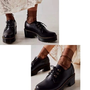 Dr. MARTENS Leona Lo Size 8 Vintage Smooth Leather Lug Sole Heeled Shoe, Black - Picture 1 of 15