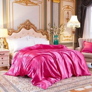 2023 Home Bedding Set with Quilt Cover, Sheet Pillowcase Satin Top